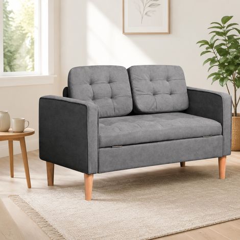 REDOM 2-Sitzer-Sofa mit Stauraum und abnehmbaren Kissen, 117 x 62 x 78 cm, Grau (1/5)