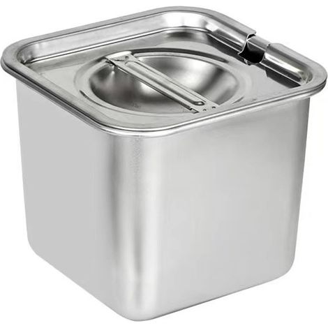 Contenitore quadrato per spezie in acciaio inox antiruggine con angoli arrotondati, ideale per cucine professionali e ristoranti, 12 cm/4,7 pollici. (1/5)
