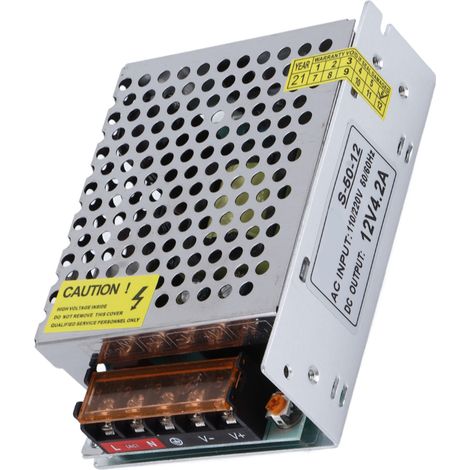 Transformateur de tension commuté alimentation régulée 12V 4.2A 50W pour caméra CCTV et bandeau LED avec adaptateur 110V/220V (1/5)
