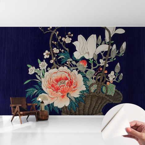 Tapete Selbstklebend - abwaschbar - Tapete mit Motiv - trendige Wanddeko - elegant Fototapete Blumenkorb 416x254 cm (1/5)