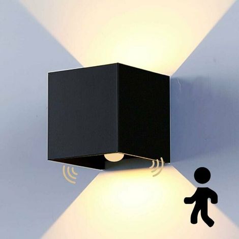 12W wall light for indoor and outdoor use with motion sensor, waterproof IP 65 LED wall light living room with adjustable beam angle, outdoor warm white (1/5)