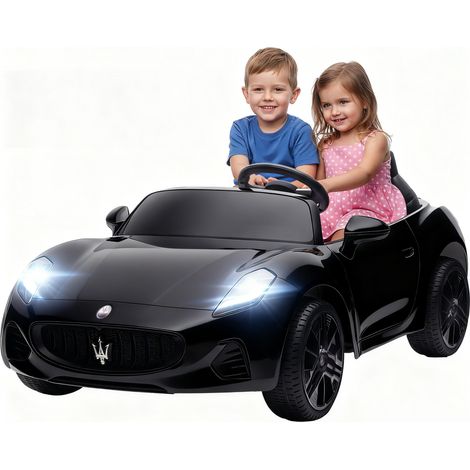 Voiture électrique Maserati pour enfants, 2 places, batterie 12 V, télécommande, lumières LED, fonction musicale, noire (1/5)