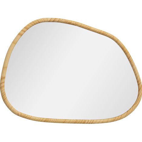 Specchio da parete asimmetrico 70x50 cm con cornice in legno di pino naturale per bagno, soggiorno, ingresso e camera da letto (1/5)