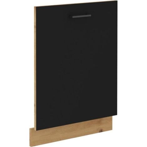 Façade lave-vaisselle 60 cm – Plinthe incluse – Dimensions 60 x 52 x 82 cm – Finition chêne artisan et noir mat – Élégance moderne