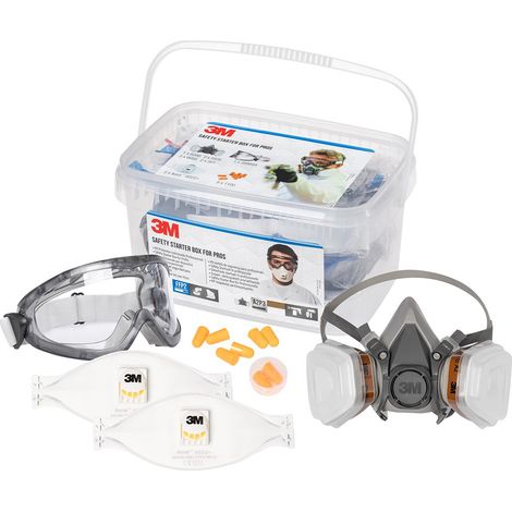Kit sécurité 3m masque réutilisable bouchons oreilles lunettes