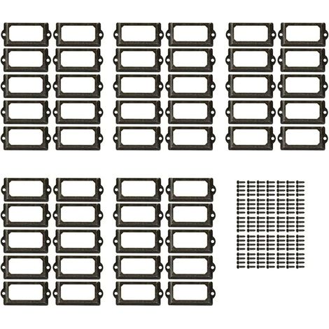 50 Pieces Frame Label Holders, Metal Label Holders, Label Holders for Drawer Name Cards, for Nameplates, Apothecary Cabinet, Filing Drawer