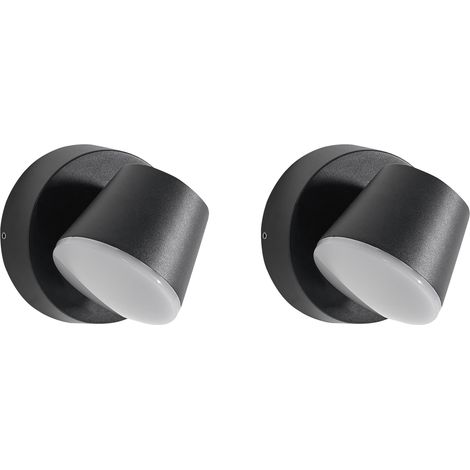 Conjunto de 2 lámparas LED para pared de exterior de metal aluminio moderno negro Salas (1/5)