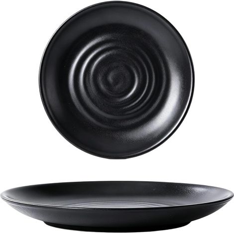 Lot de 2 Repose Cuillère Cuisine Noir Mat, Petit Plat à Sauce avec Motif Spirale, Porte Ustensile de Cuisine pour Plan de Travail, Coupelle pour Louche et Spatule, Design Élégant (1/5)