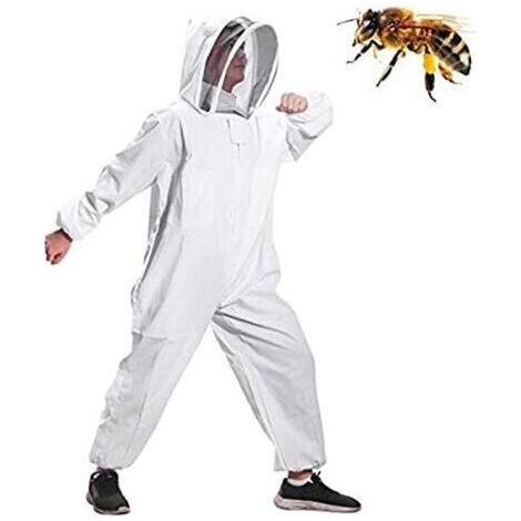 Full Beekeeping Suit, Clothing with Hood and Veil, Protective Beekeeping Suit Gown, Cotton Beekeeping Suit with Anti-Wasp Companion (XL) MUMU (1/4)