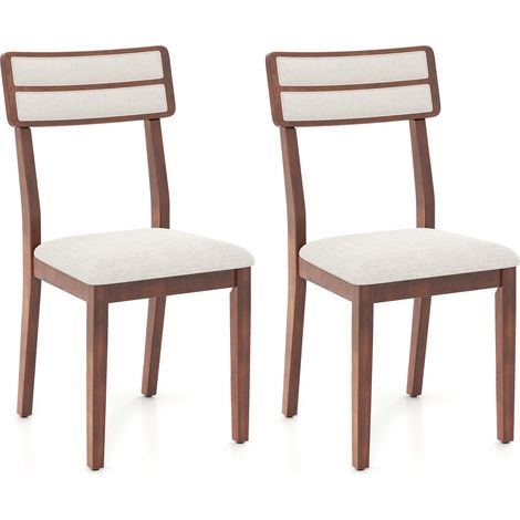 Set di 2 sedie da pranzo, seduta imbottita, gambe in legno di caucciù