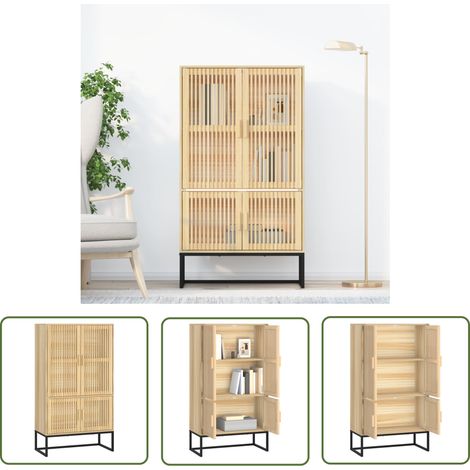 The Living Store Buffet haut 70x35x125 cm bois d'ingénierie - Buffet Design Scandinave - Meuble Rangement - Buffet Haut - Buffet Moderne - Commode Bois (1/5)