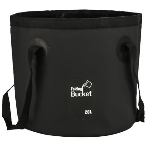 Seau pliable, seau portable pliable de 20 L, seau de lavage de voiture, adapté au camping, à la randonnée, à la pêche et aux voyages, noir (1/5)