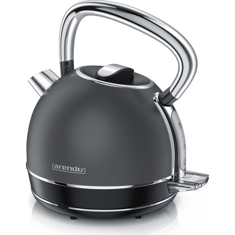 Arendo Wasserkocher mit Temperatureinstellung, 1,7 l, 2200 W, Edelstahl Retro Style Vintage, Überhitzung & Trockenkochschutz, grau (1/5)