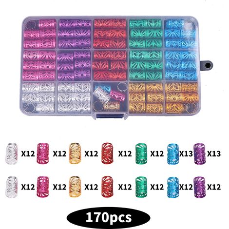 170 Perles à Dreadlocks Multicolores, Designs Élégants et Tendance, Faciles à Fixer - Idéales pour Fêtes et Mariages (1/5)