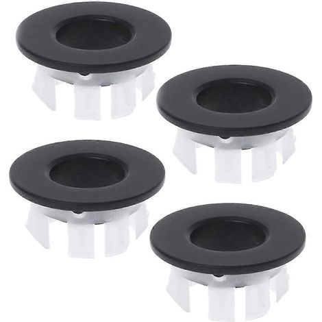 Lot de 4 anneaux de trop-plein pour lavabo, en laiton noir et ABS. Couvercles ronds pour salle de bain, cuisine et usage domestique. Design simple. (1/5)