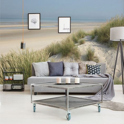 Papier peint intissé 250 cm X 270 cm, vue sur le bord de mer, photo des dunes - Décoration murale pour votre intérieur. (1/2)