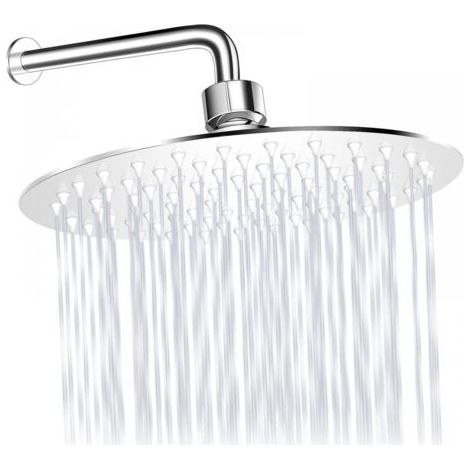 Ciel-Pommeau de douche à effet pluie, pomme de douche ronde en acier inoxydable 304 de 20 cm avec gel de silice antiblocage (1/5)