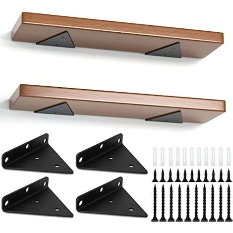 Lot de 4 Support Etagere Triangle, 8CM Supports D'étagère Flottant en Fer, Support Étagère Mural en Métal Pour Étagères Ouvertes de Bricolage