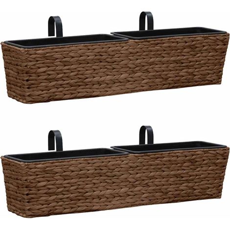 Pots de fleurs 2 pcs-Bac à fleurs-Panier à fleurs jacinthe d'eau marron (1/5)