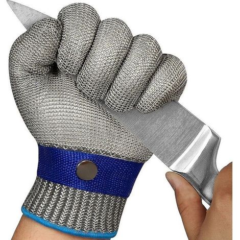 Schnittfeste Handschuhe, Schutzklasse 9, Edelstahl-Drahtgewebe-Schneidhandschuhe (XL),