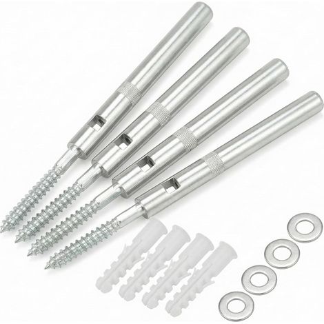 Lot de 4 Supports d'étagère murale invisibles Ø12x120mm, Fixation étagère en acier comprenant rondelles et chevilles - Capacité de charge 20kg (1/5)