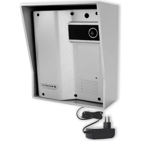 Platine de rue 600 mètres individuelle sans-fil - UltraCOM2 ARGENTÉ 600-SOLO + visière Argentée + transformateur (1/5)