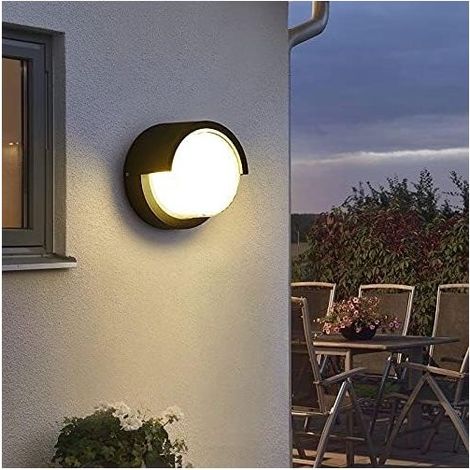 Applique murale LED ronde de 10 watts, Éclairage Mural Etanche 3000K blanc chaud,Noir Applique murale LED (1/5)