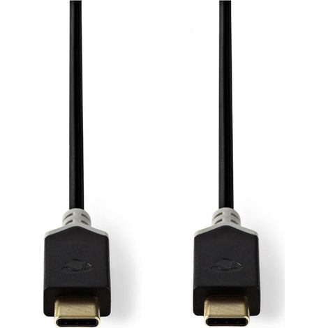 Cable usb usb 32 gen 1 usb c male usb c male 60 w 4k60hz 5 gbps nickele 100 m rond pvc anthracite boite avec fenetre (1/5)