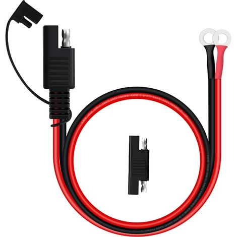 SAE Connector Motorcycle Battery Charger SAE Cable with O-Ring 10AVG 12V 30A for Charging Motorcycle Car Battery (Black and Red, 0.3m) (1/5)