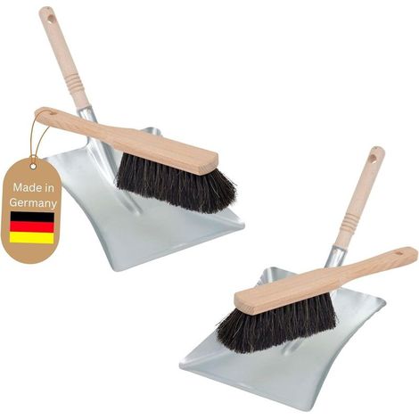 Lot de 2 pelles à poussière crin de cheval zinc argenté