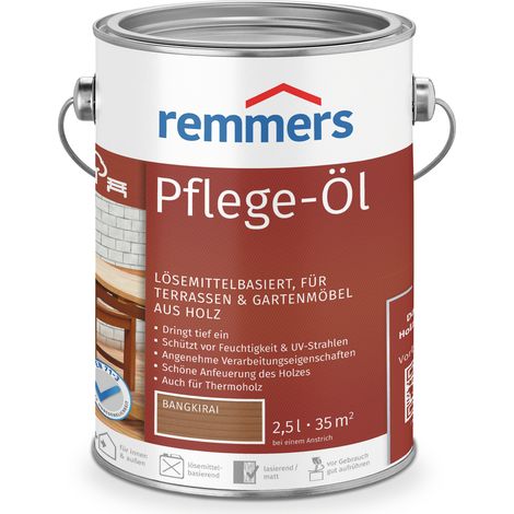 Remmers Pflege-Öl bangkirai, 2,5 Liter, Holzöl für Holz innen und außen, wasserabweisend, wetterfest, für Gartenmöbel und Holzterrassen geeignet