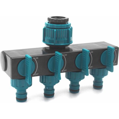 Répartiteur d'eau à 4 voies, raccord pour tuyau d'arrosage, adaptateur d'irrigation pour robinet européen (1/5)