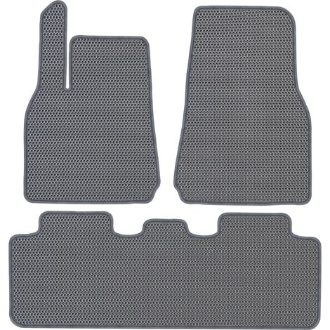 Tapis de sol dédiés pour Tesla Model Y Crossover (2020-2025) - Gris alvéolé en EVA (1/5)