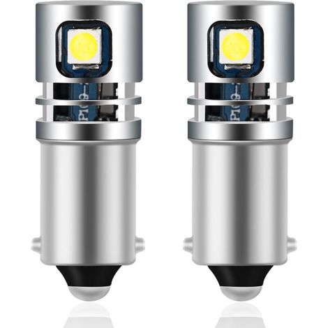 Adecuado para dos bombillas LED BA9S 53 T4W, 12V, 5 perlas LED, chip 3030, luz blanca de 6000K, adecuado para luces de lectura de coche, luces de posición laterales, intermitentes, luces traseras y lu
