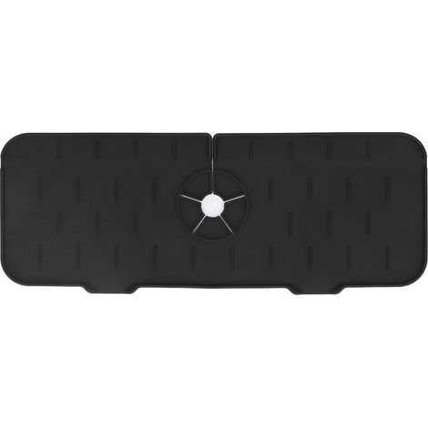 Tapis de Sink en Silicone Réutilisable pour Évier de Cuisine et Salle de Bain - 45x14cm Noir (1/5)