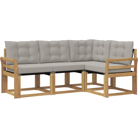 Ensemble de canapés d'extérieur 4 pc Blanc et gris clair vidaXL (1/5)