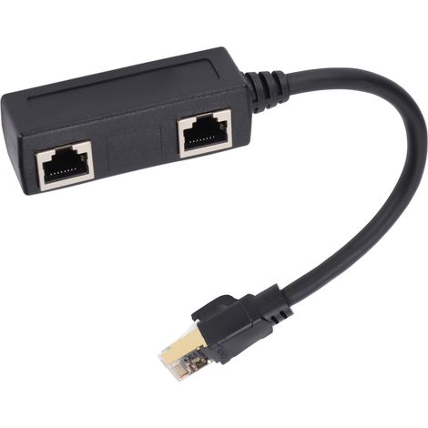 Répartiteur Ethernet pratique, stable, fiable et durable, adaptateur de câble réseau CAT8 noir pour la maison et le bureau