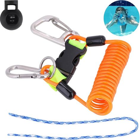 Plongée Libération Rapide Cordon, Plongée sous Marine Sangle Longe avec Anneau Longe à Spirale Anti-Perte pour Caméra sous-Marine(Orange) (1/5)