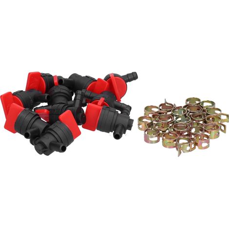 10PCS Black Red 90Degree Fuel Cut Off Valve Clamp Part for 1/4in Fuel Line 494539 698181 697944 35857