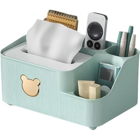 Multifunktionale Taschentuchbox mit Aufbewahrungsmöglichkeit und Handyhalterung – Schreibtisch-Organizer für Fernbedienungen und kleine Gegenstände – dekorativer Taschentuchhalter für Wohnzimmer, Büro