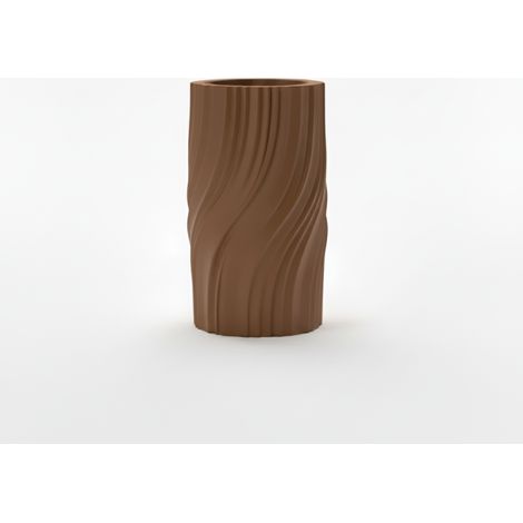 Vase décoratif plissé marron, style moderne, à structure ondulée (1/3)