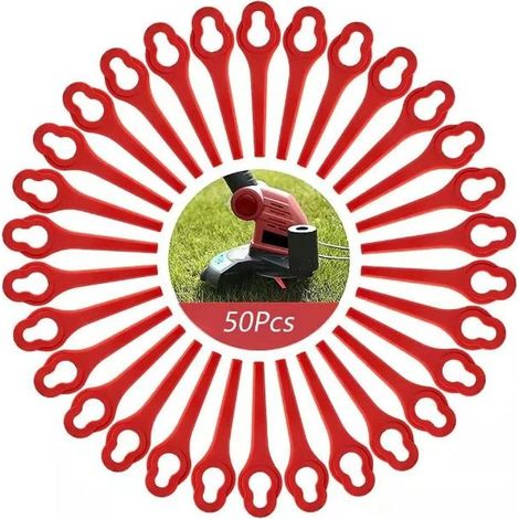 Lot de 50 lames compatibles avec le coupe-bordures Ferrex Aldi Far 20-i, lames de rechange pour le coupe-bordures sans fil Ferrex L95 (13×8mm-rouge) (1/3)