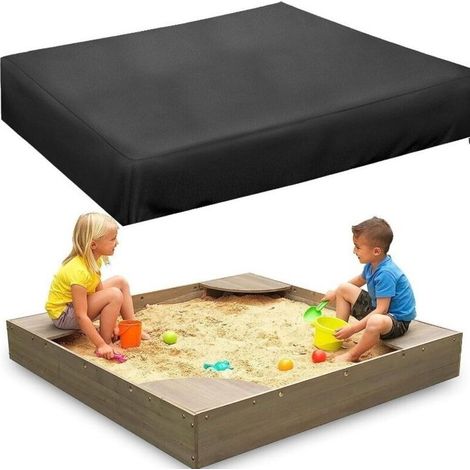 Bâche étanche en tissu Oxford noir, 125 × 125 × 20 cm – Idéale pour bac à sable, piscine gonflable ou terrasse extérieure (1/4)