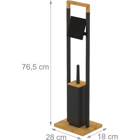 Set WC versatile e pratico per bagno 76,5 x 28 x 18 cm in bambù nero 130017423