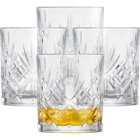 Verres à whisky - Lot de 4 - Cristal - Relief - Lavable lave-vaisselle - 334 ml (1/5)