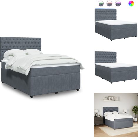 Boxspringbett mit Matratze Dunkelgrau 160x200 cm Samt - Boxspringbett - Boxspringbetten - Bett - Schlafzimmermöbel (1/5)