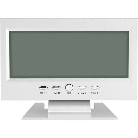Desk alarm clock with digital LCD sound sensor, calendar and temperature display, silver (1/4)