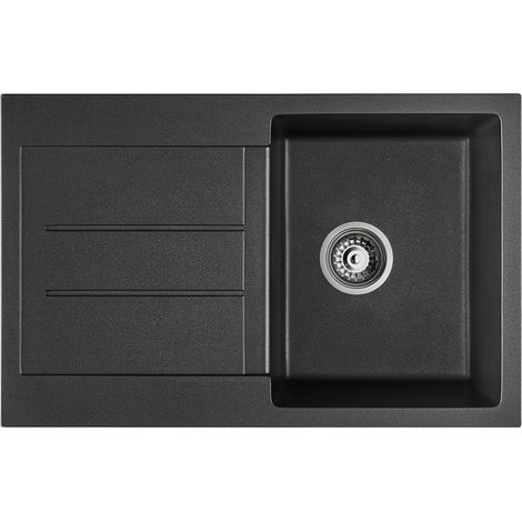 Évier Cuisine 1 Bac avec Égouttoir en Acier Inox Nano, Évier Noir avec Plan de Travail Intégré, Évier Multifonction 78x50 cm avec Système de Drainage Complet et Anti-Bruit (1/5)