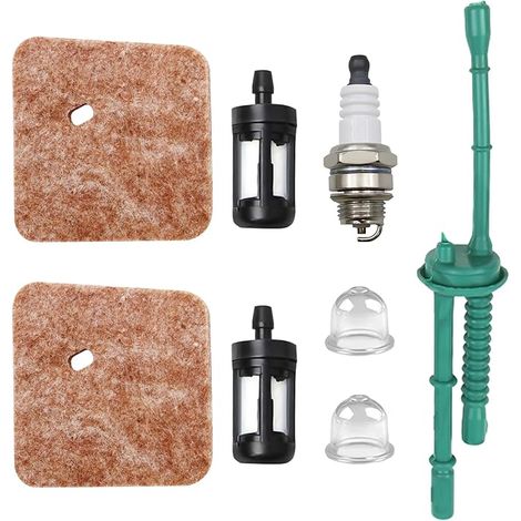Kit Maintenance Fs38 Filtre A Air Filtre à Air Pour Stihl FS38 FS55 FS85 FS45 La Tondeuse à Gazon, Avec 2 Pompe D'Amorcage, 1 Tuyau, 2 Filtre A Essence, 1 Bougies D'Allumage (1/5)