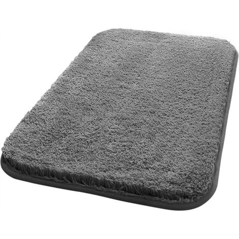 Extra Thick Non-Slip Absorbent Bath Mat for Bathroom, Machine Washable Chenille Floor Mat (Grey, 40x60cm) (1/5)